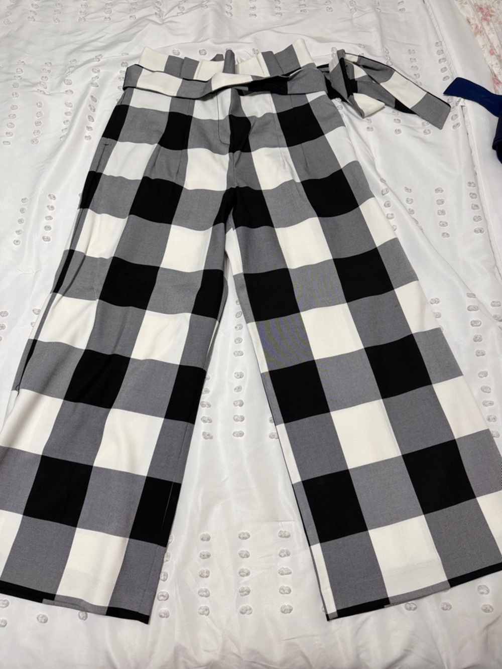 7th Avenue Design Studio - Black and White Check Paperbag Waist Pants